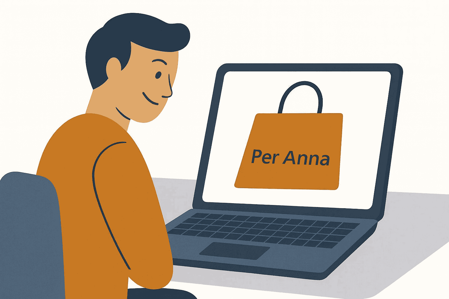 Persona che visualizza un'anteprima di un regalo 3D personalizzato su laptop.